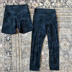 Black camo lululemon align shorts & leggings
